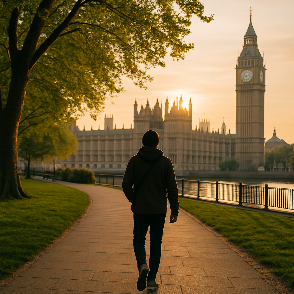 CBD for anxiety UK - calm evening walk in a UK park